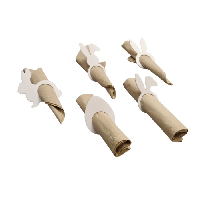 Set 5 inele de servetele pentru Paste, alb, PLA