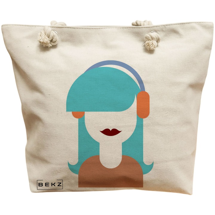 Vászon női táska, The Music Girl modell, 40x51 cm, bézs, BEKZ