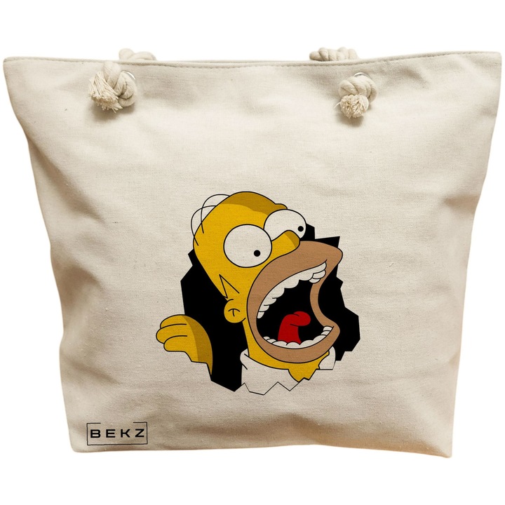 Vászon női táska, Homer modell, 40x51 cm, bézs, BEKZ