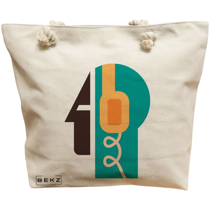 Vászon női táska, Sound of Mind modell, 40x51 cm, bézs, BEKZ