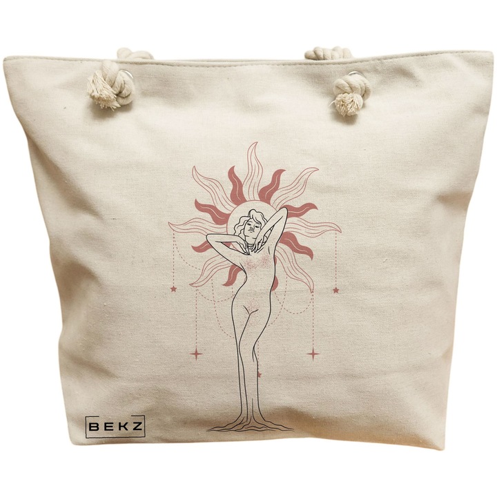 Vászon hordtáska nőknek, Feminine Solar Aura Modell, 40x51 cm, Bézs, BEKZ