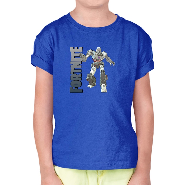 Tricou pentru copii cu maneca scurta FORTNITE Battle Royale OPT Transformers Megatron Skin, Albastru
