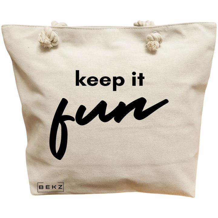 Vászon női táska, Keep it Fun modell, 40x51 cm, bézs, BEKZ