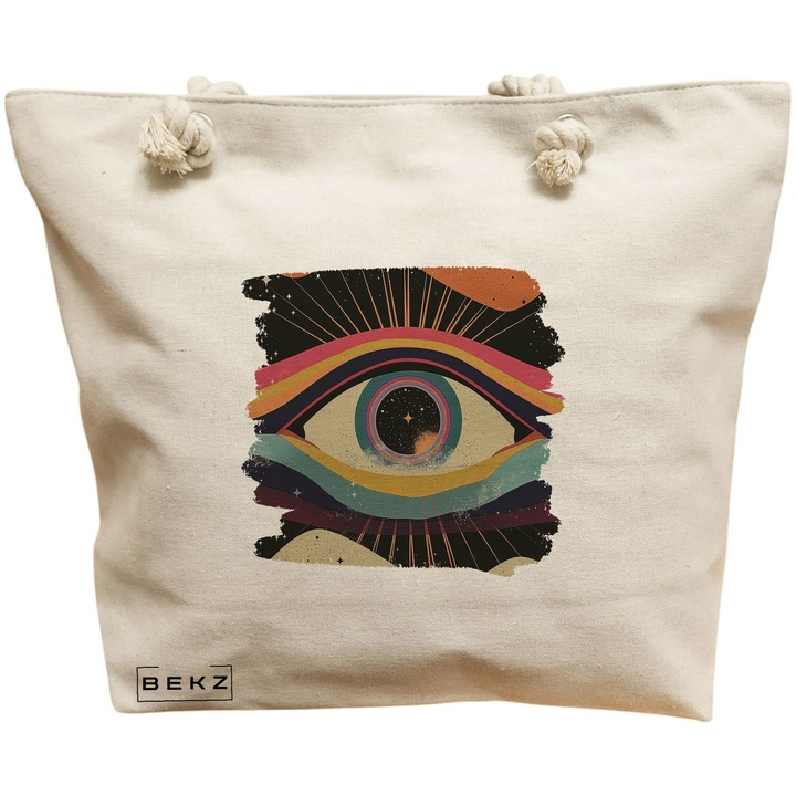 Vászon női hordtáska, Celestial Eye 6 modell, 40x51 cm, bézs, BEKZ