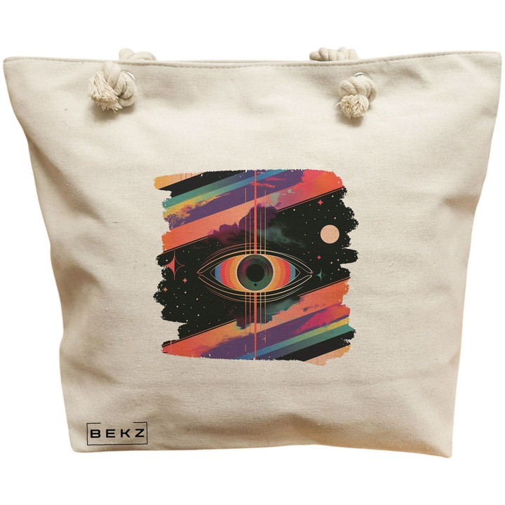 Vászon hordtáska nőknek, Celestial Eye 11 modell, 40x51 cm, bézs, BEKZ