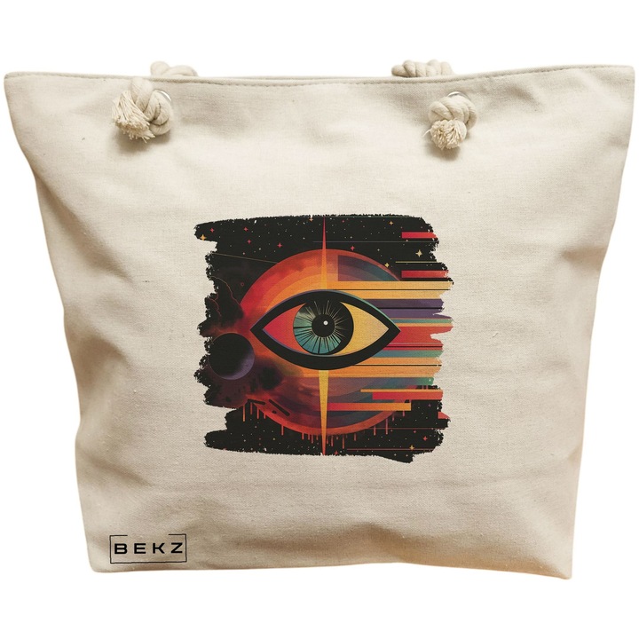 Vászon női hordtáska, Celestial Eye 20 modell, 40x51 cm, bézs, BEKZ