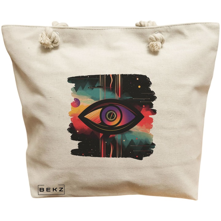 Vászon hordtáska nőknek, Celestial Eye 13 modell, 40x51 cm, bézs, BEKZ