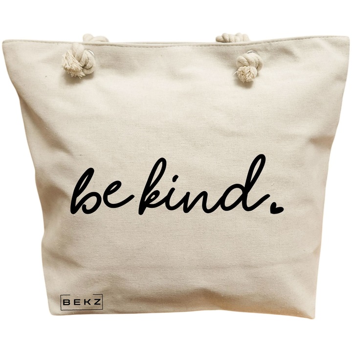 Vászon női táska, Be kind modell, 40x51 cm, Bézs, BEKZ