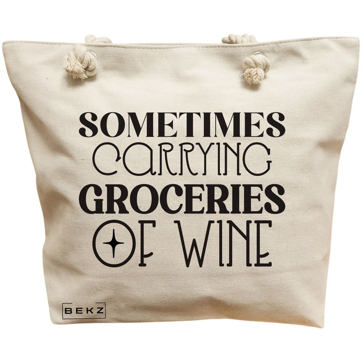Платнена дамска чанта, понякога носеща хранителни стоки, модел вино, 40x51 см, бежово, BEKZ®