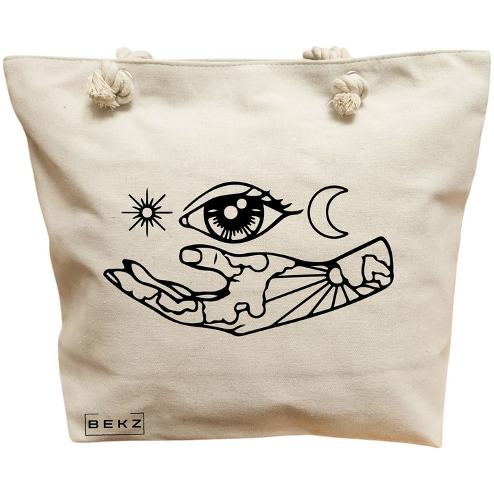 Vászon hordtáska nőknek, Life in Depth Model, 40x51 cm, bézs, BEKZ