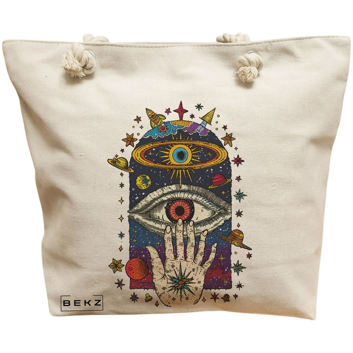 Női vászon tote táska Energy Mood 4, 40x51 cm, bézs, BEKZ