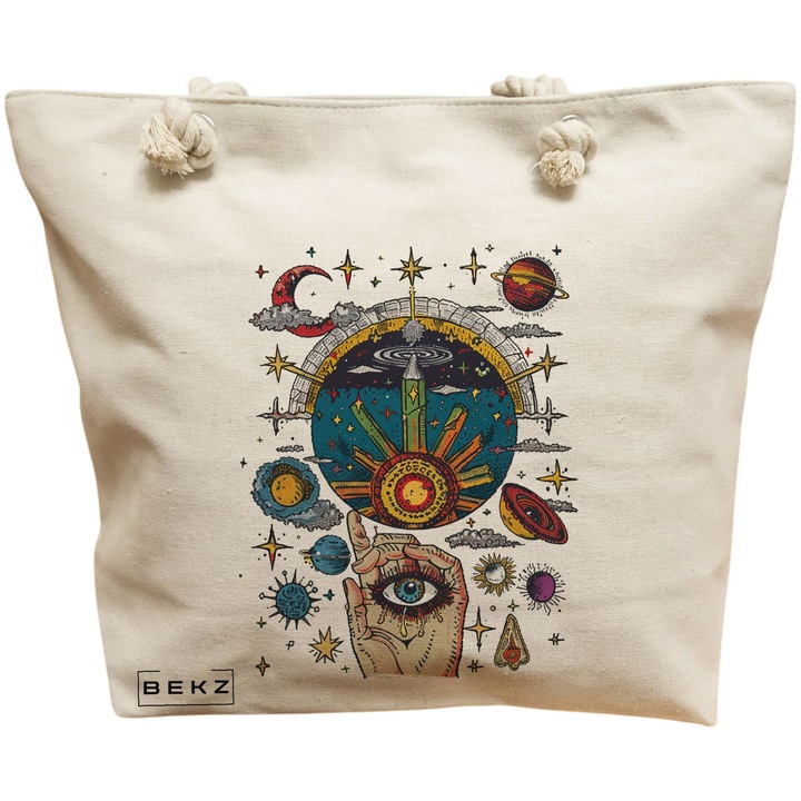 Дамска платнена чанта Energy Mood 2, 40x51 см, бежова, BEKZ®