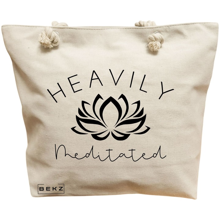 Платнена дамска чанта Yoga Havily Meditated, 40x51 см, бежова, BEKZ®