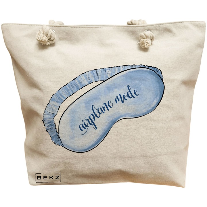 Geanta Canvas Tote pentru femei Travel Girl 17, 40x51 cm, Crem, BEKZ®