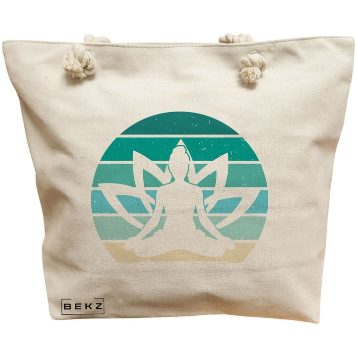 Vászon tote táska női jóga 19, 40x51 cm, bézs, BEKZ