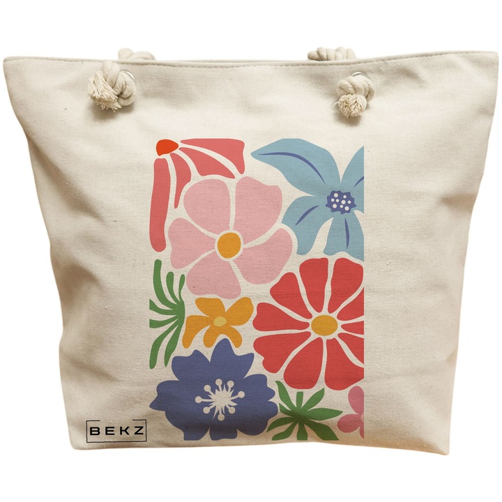 Vászon hordtáska nőknek Boho stílus 15, 40x51 cm, bézs, BEKZ