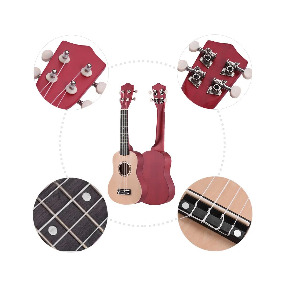 Ukulele soprano acustic, set complet pentru incepatori, culori