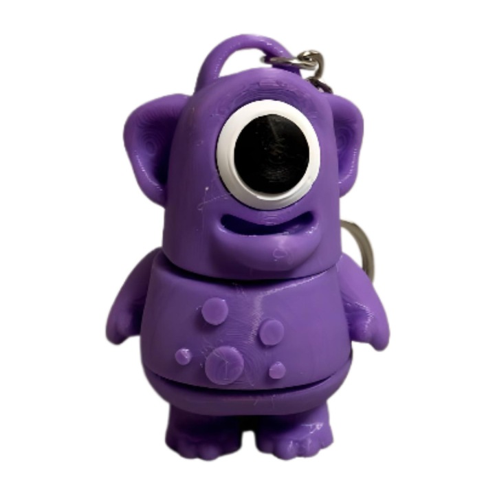 3D nyomtatott kulcstartó – küklopsz, vicces dizájn, lila, tartós PLA