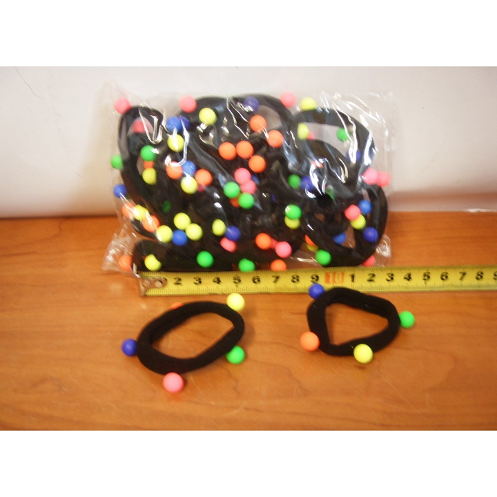 Set 24 gumki de par negre cu margele, SANDEX