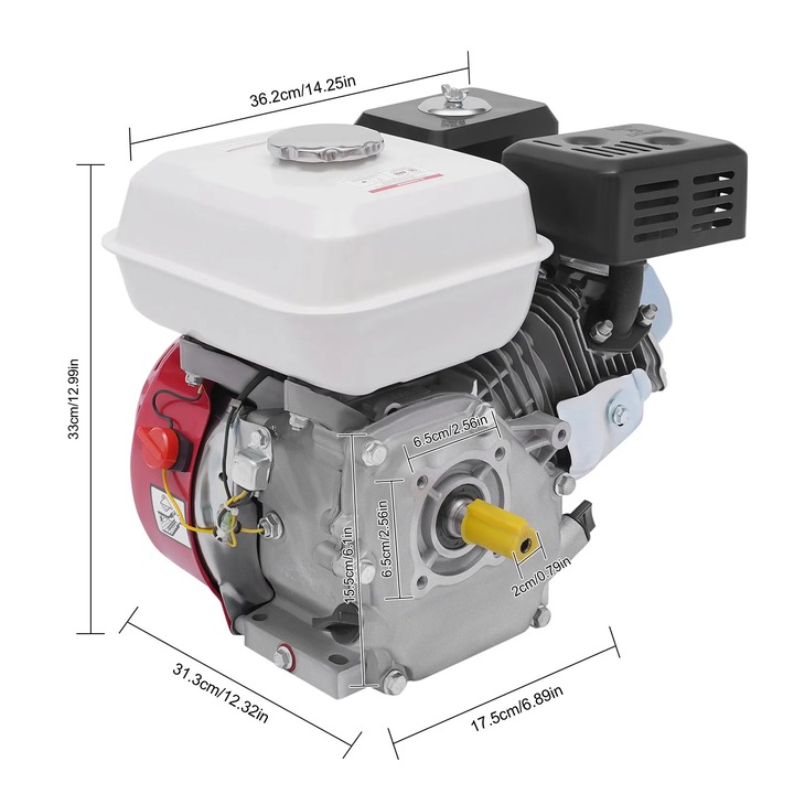 Motor pe benzina 7.5HP, 4.4KW, rosu, dimensiuni 36.2x31.3x33cm