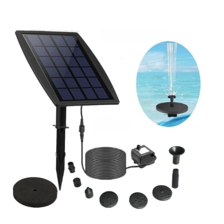 Kit fantana de apa cu incarcare solara, AMRINUGL, pompa solara avansata, eficienta, 200L/H