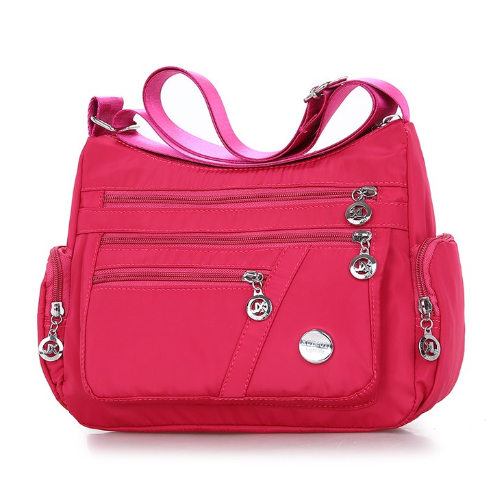 Vízálló nylon crossbody táska, vállpánt, piros