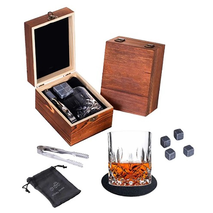 Ólommentes üvegből készült whiskys pohár, kézzel polírozott felület, nagy űrtartalom, Art Nouveau ihletés