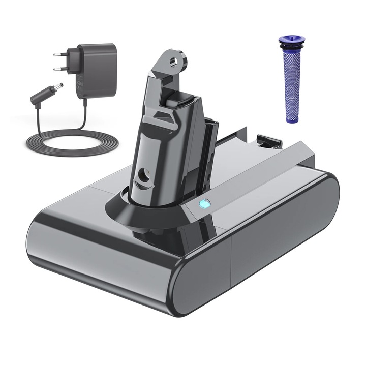 Baterie de înlocuire V6 pentru aspirator, 21.6V, 6000mAh, set 4, negru