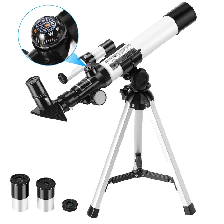 Telescop astronomic, 68x, 40mm, portabil, rezistent la apa IPX4, aliaj aluminiu