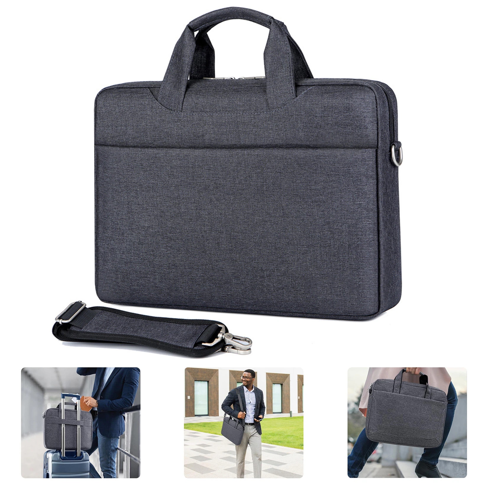 Geanta laptop, 13-15 inchi, ultrabook, captuseala microfibra, impermeabila, gri, 41x3x32cm.