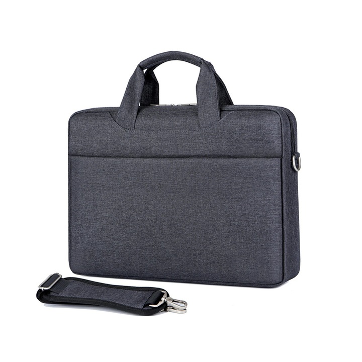 Geanta laptop, 13-15 inchi, ultrabook, captuseala microfibra, impermeabila, gri, 41x3x32cm.