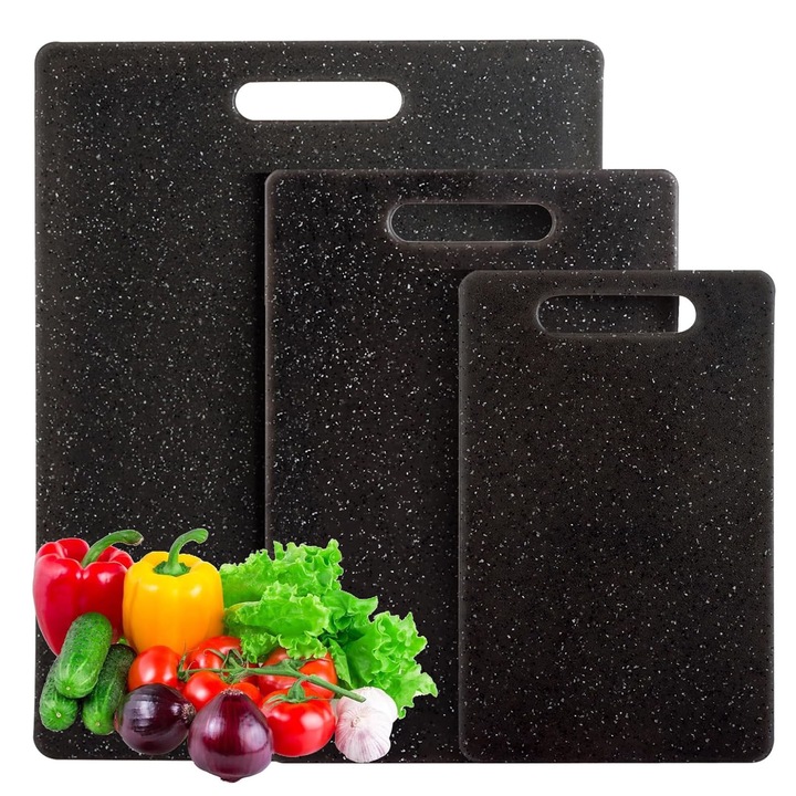 Set 3 Tocătoare de bucătărie, ZGGZERG, Imitatie marmură, Negru, 27.8x36.3cm/30x20cm/25x15cm