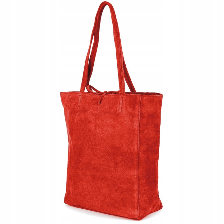 Geanta dama Vera Pelle din piele naturala rosie, model W18, mare, 40x12x40cm