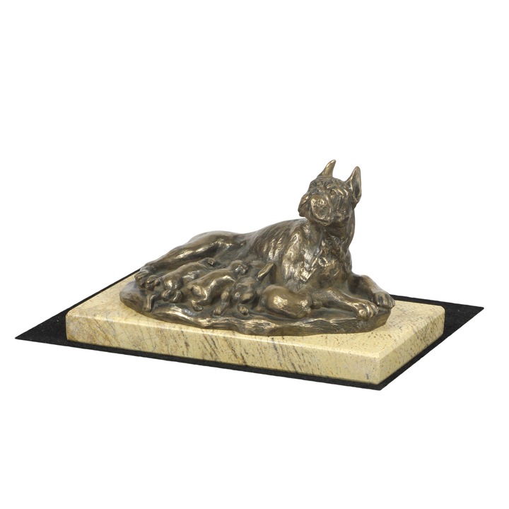 Boxer szobrocska, Art-Dog, bronz, 20x15cm, kő alap