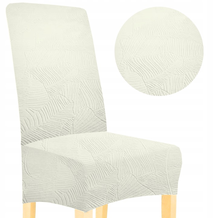 Husa Scaun, Ubieramy meble, Jacquard Gri Deschis, Elastică, Dimensiuni spătar 85x48cm, Dimensiuni șezut 50x48cm