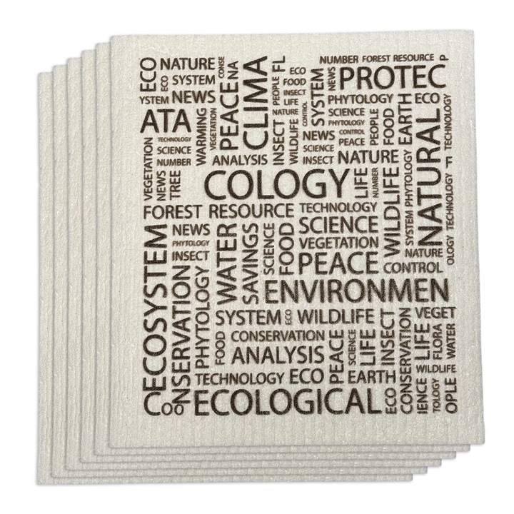 Set 6 lavete reutilizabile ecologice, 100% biodegradabile, lavabile, sigure pentru alimente, Curatare sticla, Fara particule de prosoape, fara amprente de apa, fara praf, Fara ranire a suprafetei