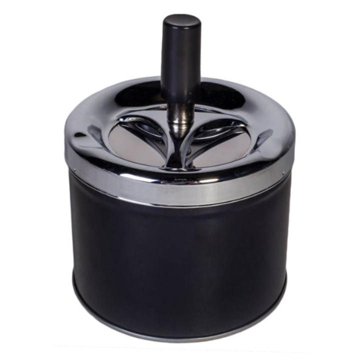 Szélálló fém hamutartó matt fekete Ø9x14cm