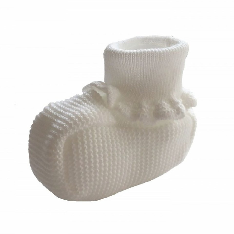 Botosei tricotati cu volan Lusie, Alb