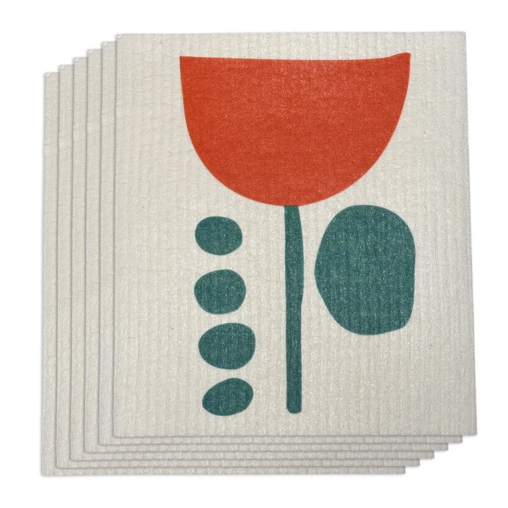 Set 6 lavete reutilizabile ecologice, 100% biodegradabile, lavabile, sigure pentru alimente, design scandinav, multicolor, 14-9