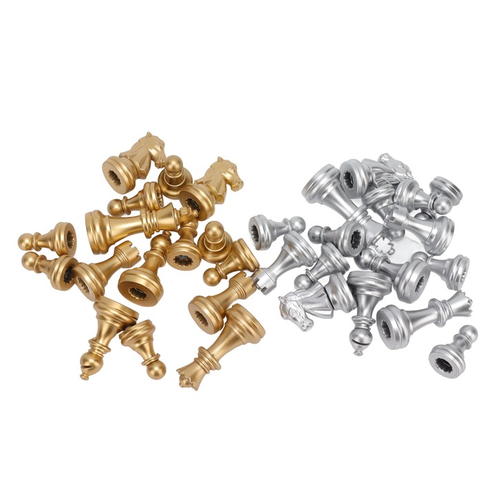 Магнитен шахматен комплект, Enforose, 32 части, износоустойчиви PS материали, практични аксесоари, златни и сребърни цветове