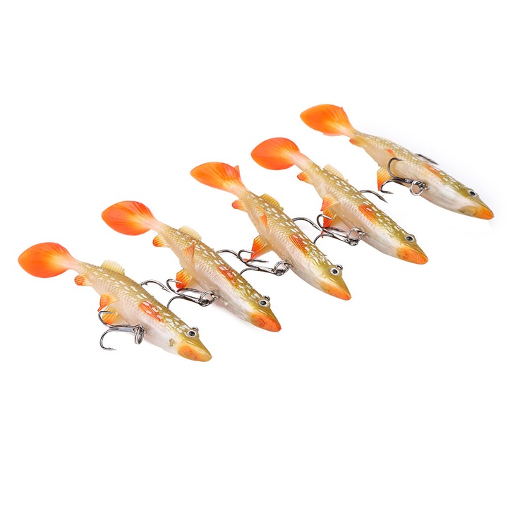 5 darabos műcsalik szett 9,5 cm, 14 g, élénk színű, hegyes horog, T-alakú