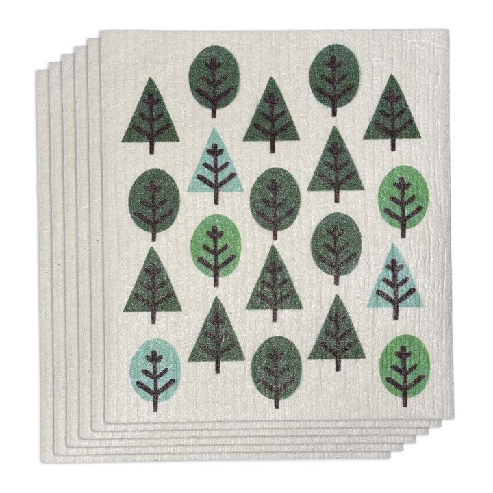 Set de 6 lavete reutilizabile ecologice, 100% biodegradabile, lavabile, design scandinav, 14-10, Curatare sticla, Fara particule de prosoape, fara amprente de apa, fara praf, Fara ranire a suprafetei