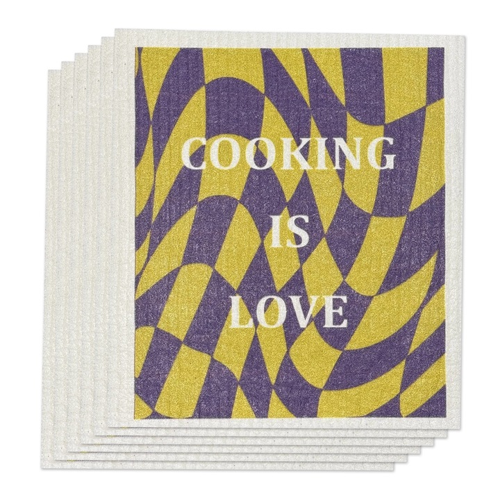 Set de 6 lavete reutilizabile ecologice, 100% biodegradabile, lavabile, design scandinav, sigure pentru alimente, 14-1