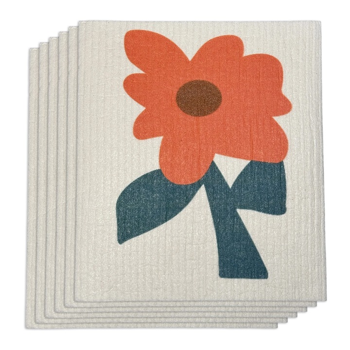 Set de 6 lavete reutilizabile ecologice, 100% biodegradabile, lavabile, design scandinav, Curatare sticla, Fara particule de prosoape, fara amprente de apa, fara praf, Fara ranire a suprafetei