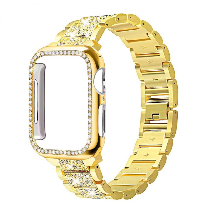 Curea smartwatch, Metal, Compatibil cu Apple Watch 38mm/40mm/41mm, Auriu