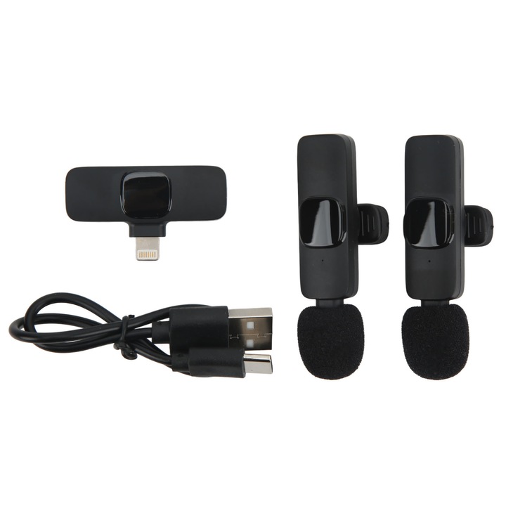 K9 Безжичен Lavalier микрофон 1 за 2, Оборудване за предаване на живо, Външен Lavalier микрофон за смартфон, Таблет, Универсален за IOS порт