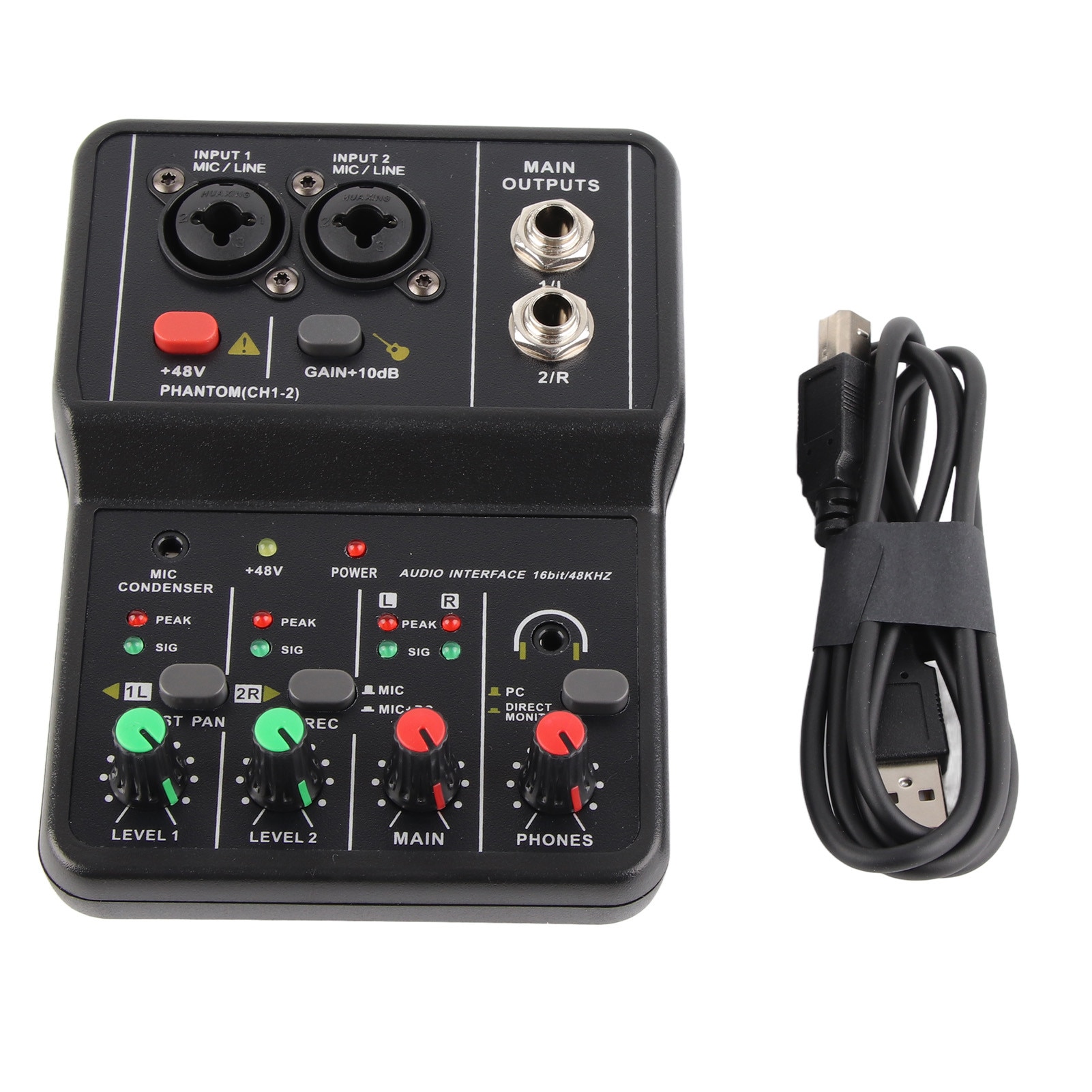 ミュージック adnk Mixer audio 2 canale, Zeaicos, alimentare fantoma USB 48V, compact
