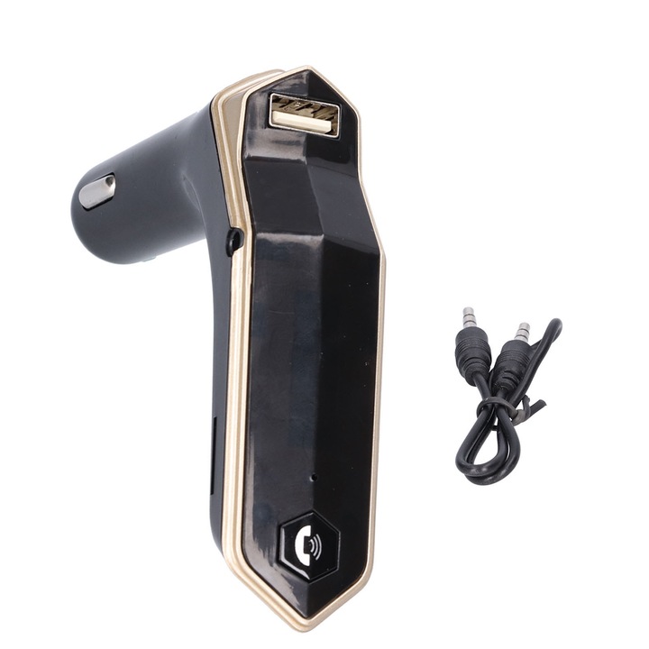 Autómodulátor vezeték nélküli Bluetooth autós adapter USB töltőporttal, AUX bemenettel, 12V-24V kimenettel