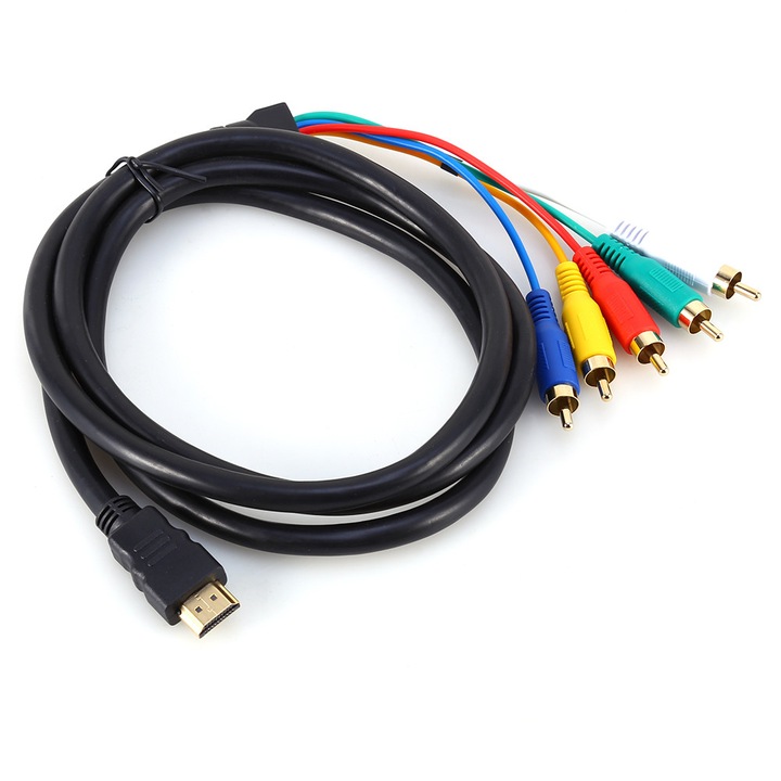 Cablu HDMI la 3 RCA, 1.5m, rosu-negru, transmisie semnal