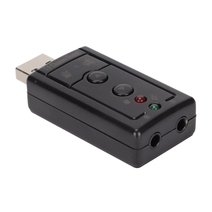 Hangkártya, 7.1 csatornás, USB, 3.5 mm-es és mikrofon portokkal
